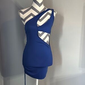 Elegant Blue One-Shoulder Dress